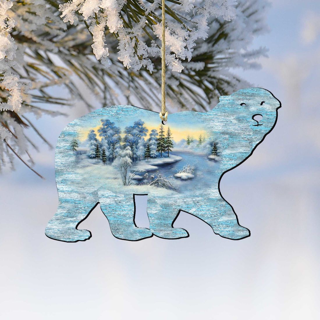 Polar Bear Christmas Wooden Ornaments by G. DeBrekht - Wildlife Holiday Decor - 8198225-1
