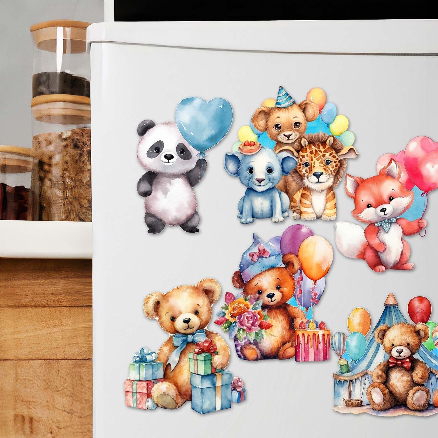 Happy Birthday Decorative Wooden Magnets Set of 6 by G. Debrekht - Family Love Decor - 8090035G-S6-0
