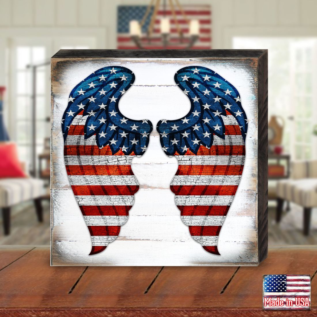 USA Wings Wooden Decor - American Patriotic Decor - 8187131B-2