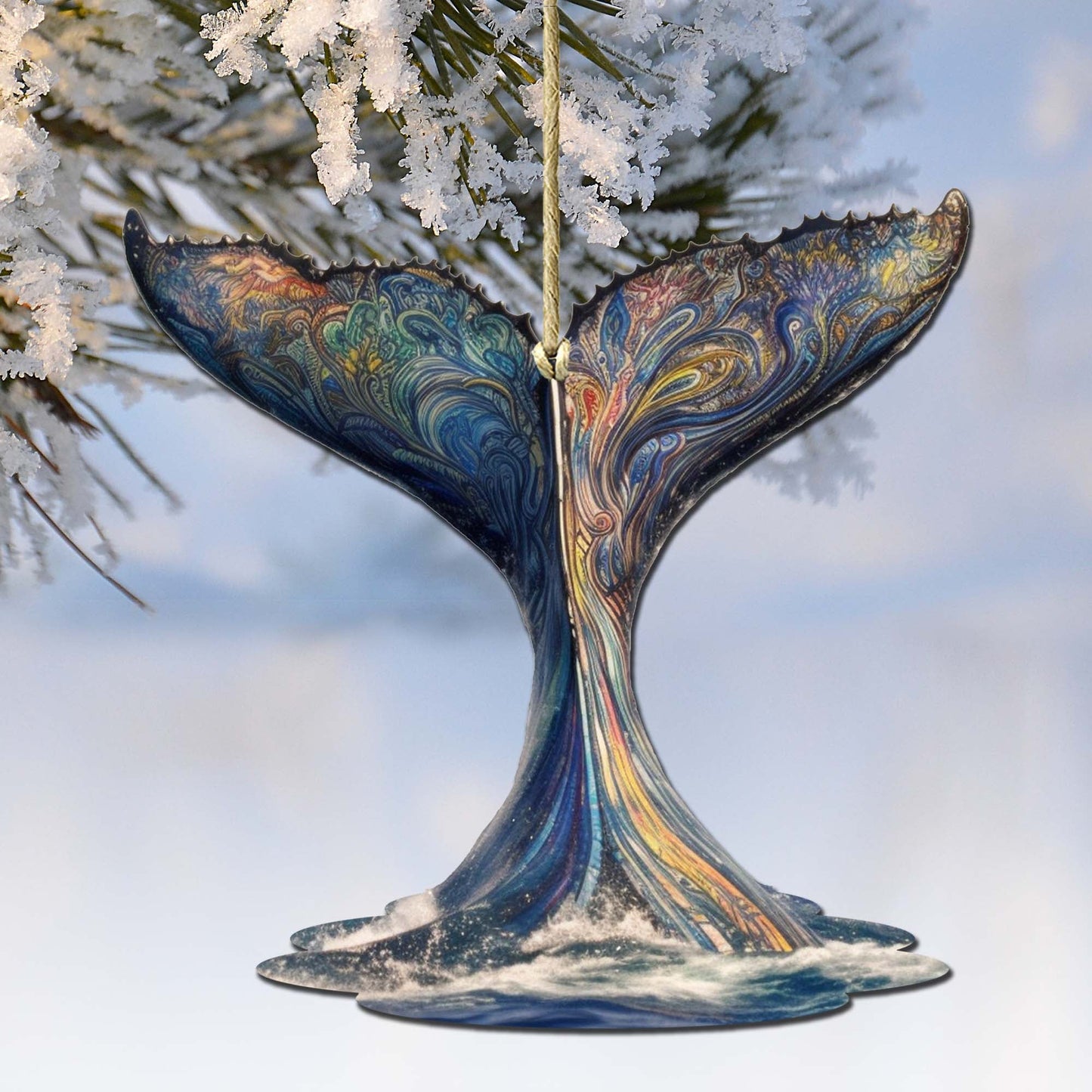 Humpback Whale Tail Wooden Ornaments by G.Debrekht - Wildlife Holiday Décor - 8710104-1-0