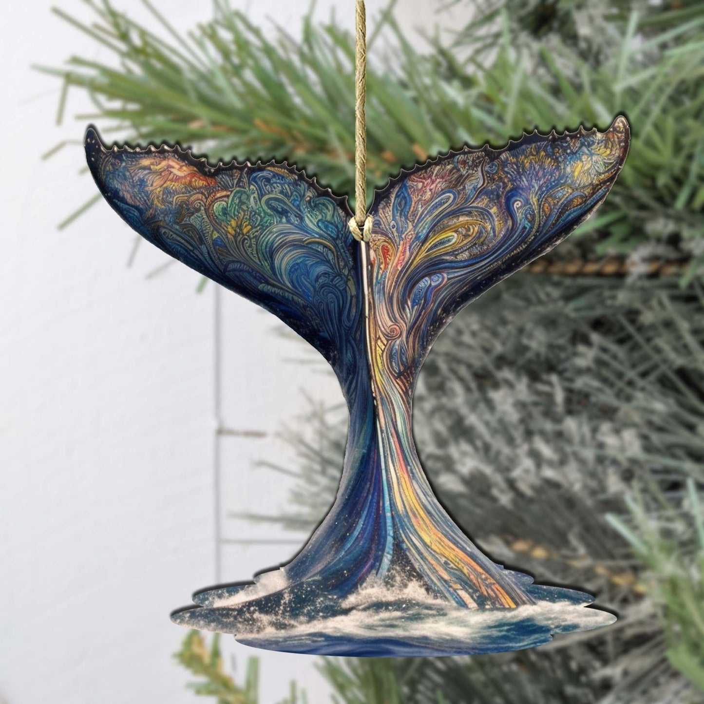 Humpback Whale Tail Wooden Ornaments by G.Debrekht - Wildlife Holiday Décor - 8710104-1-1
