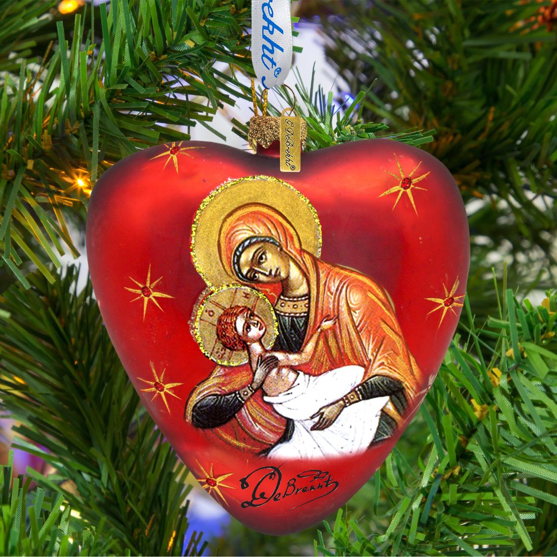 Nativity icon Glass Ornament Set of 3 by G. DeBrekht - Nativity Holiday Decor - 73751-B3-3