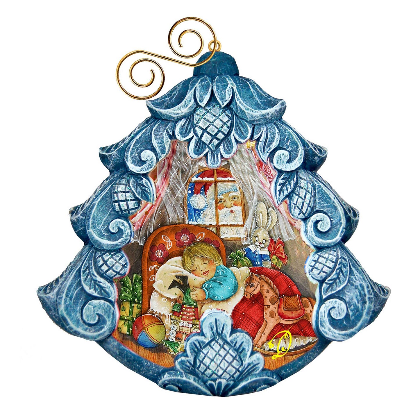 Night Before Hand-Painted Christmas Tree Sculpted Hand-Painted Christmas Ornament by G. DeBrekht - Love Family Kids Decor - 610276-2