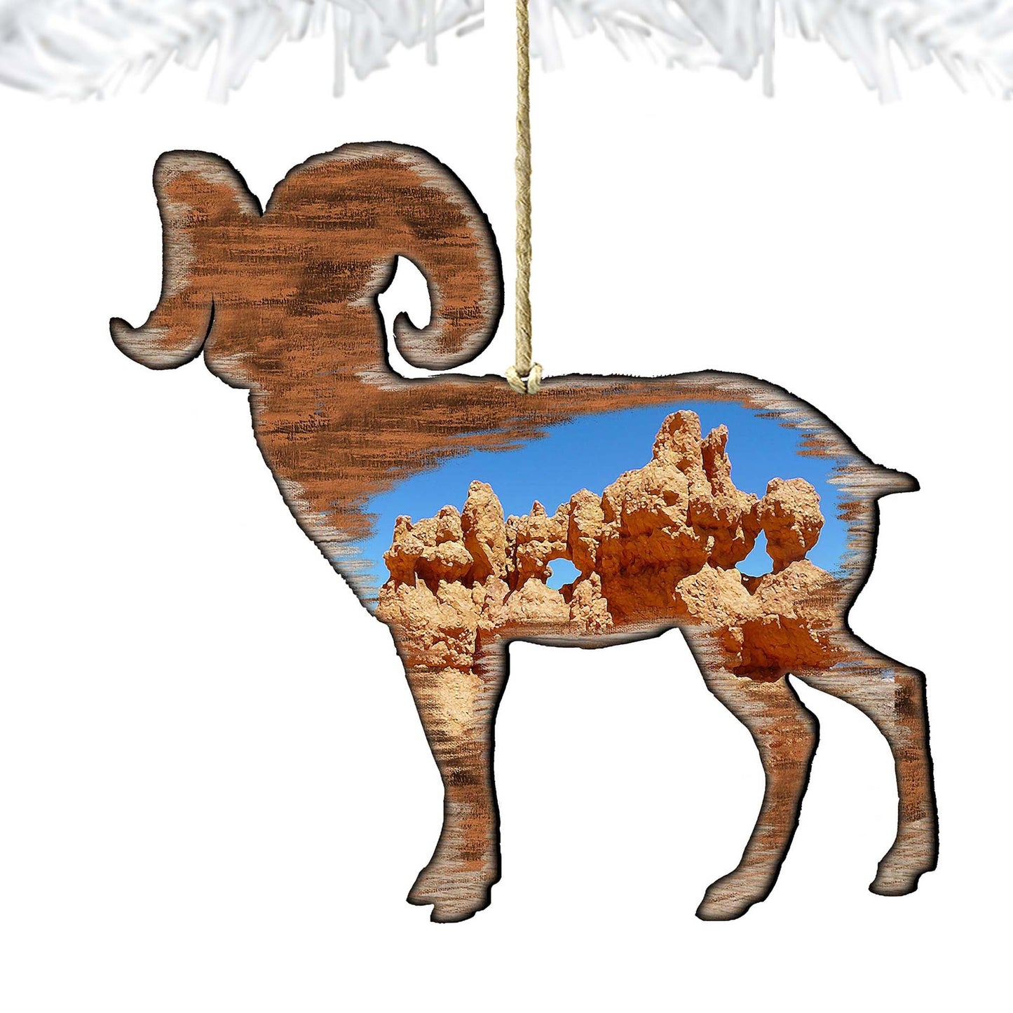 Goat Shaped Wooden Ornaments by Nature Wonders - Wildlife Holiday Decor - 8198228-4