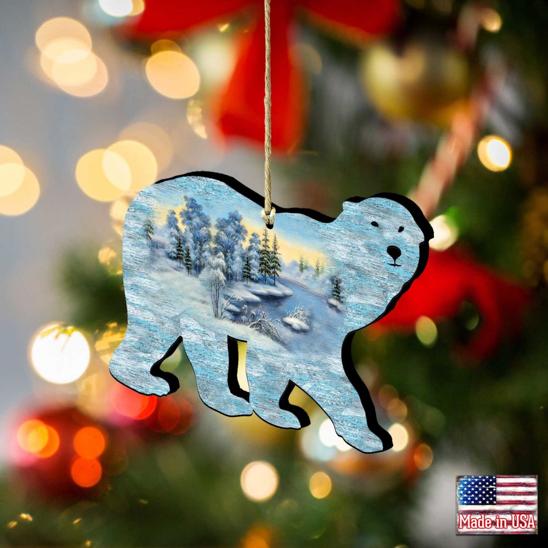 Polar Bear Christmas Wooden Ornaments by G. DeBrekht - Wildlife Holiday Decor - 8198225-2