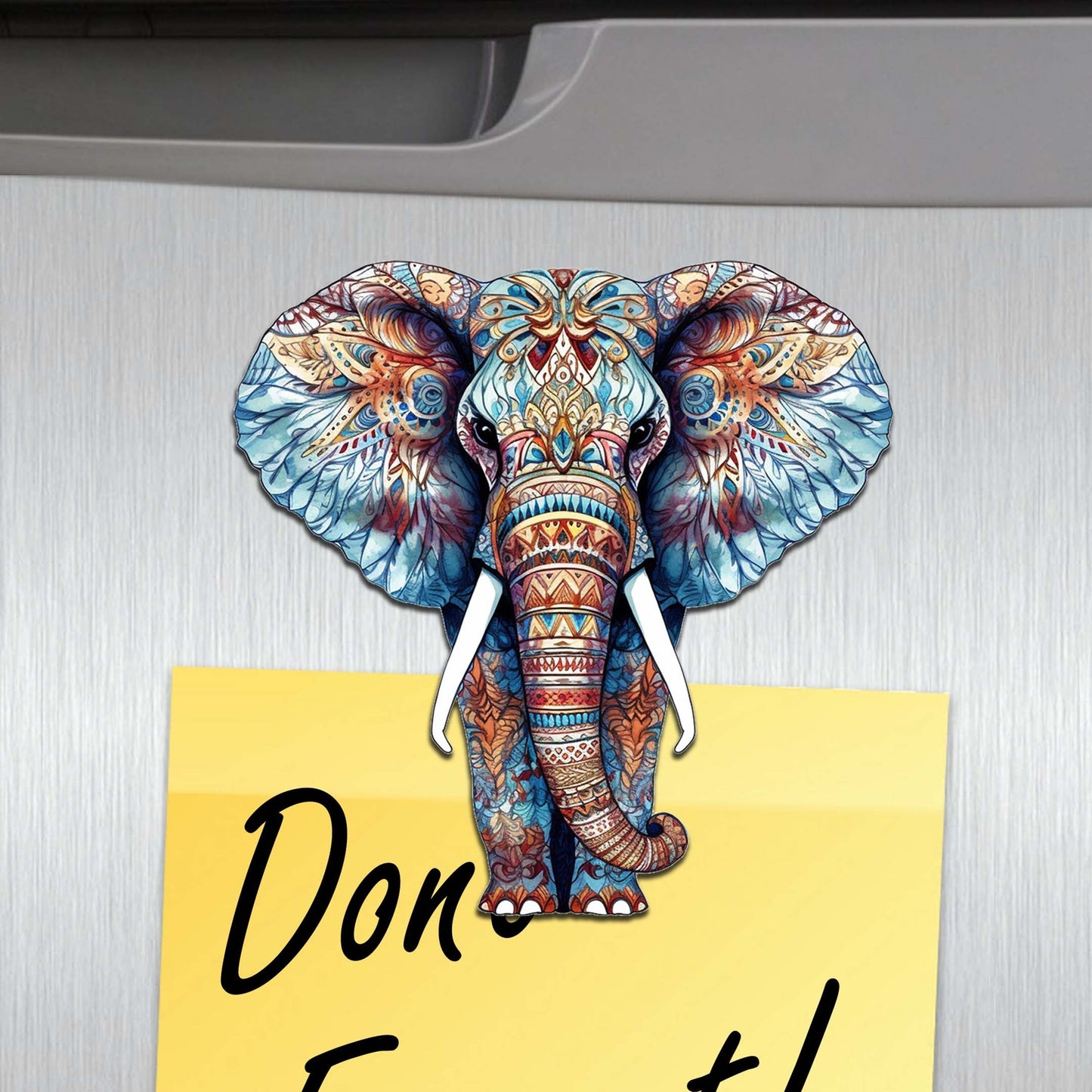 Elephants Decorative Wooden Magnets Set of 6 by G. Debrekht - Wildlife Decor - 8090036G-S6-1