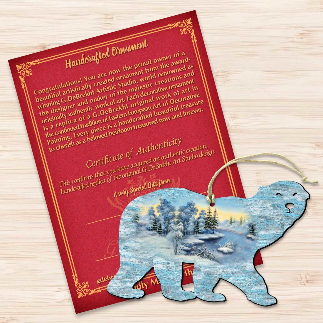 Polar Bear Christmas Wooden Ornaments by G. DeBrekht - Wildlife Holiday Decor - 8198225-3