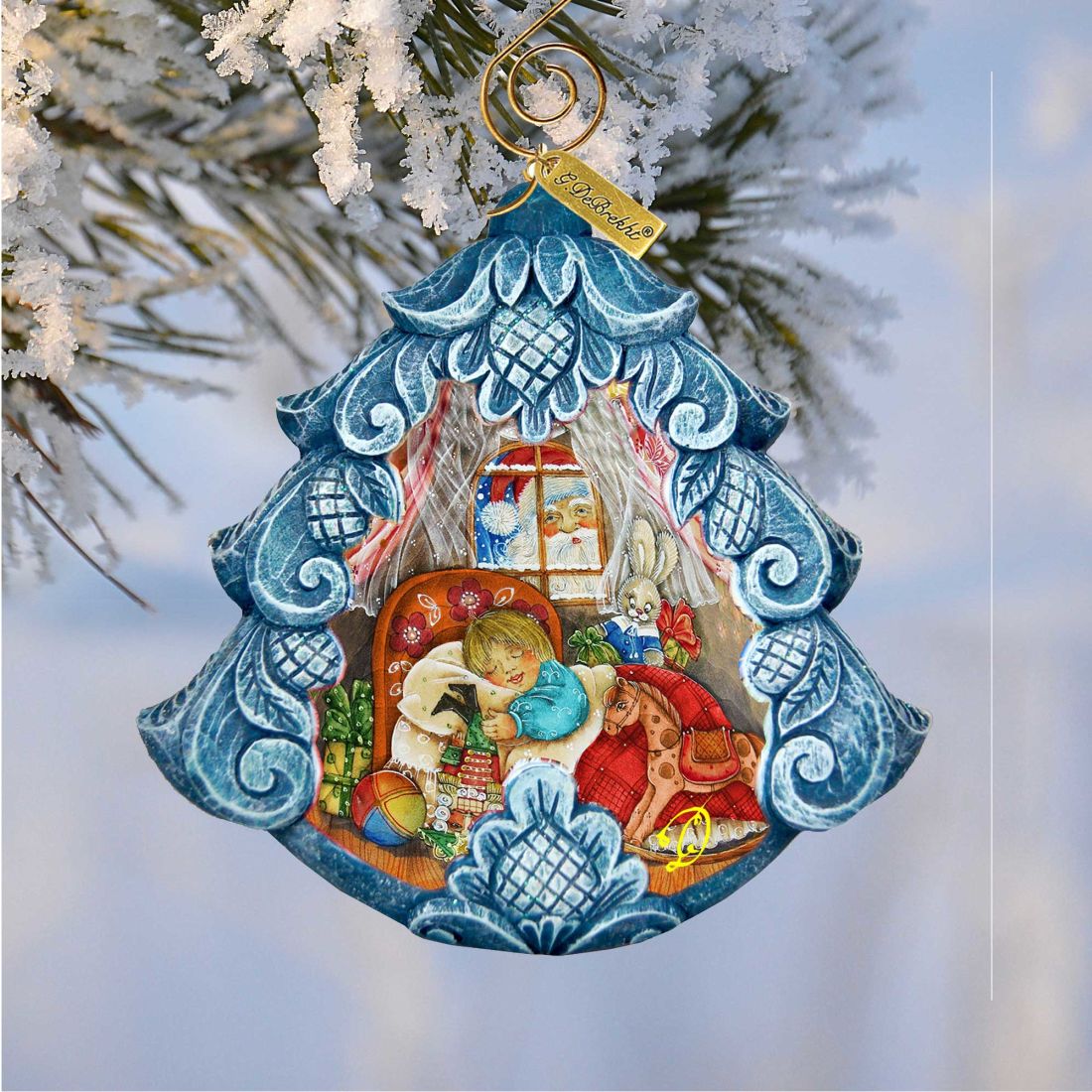 Night Before Hand-Painted Christmas Tree Sculpted Hand-Painted Christmas Ornament by G. DeBrekht - Love Family Kids Decor - 610276-0