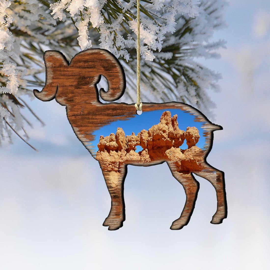 Goat Shaped Wooden Ornaments by Nature Wonders - Wildlife Holiday Decor - 8198228-1