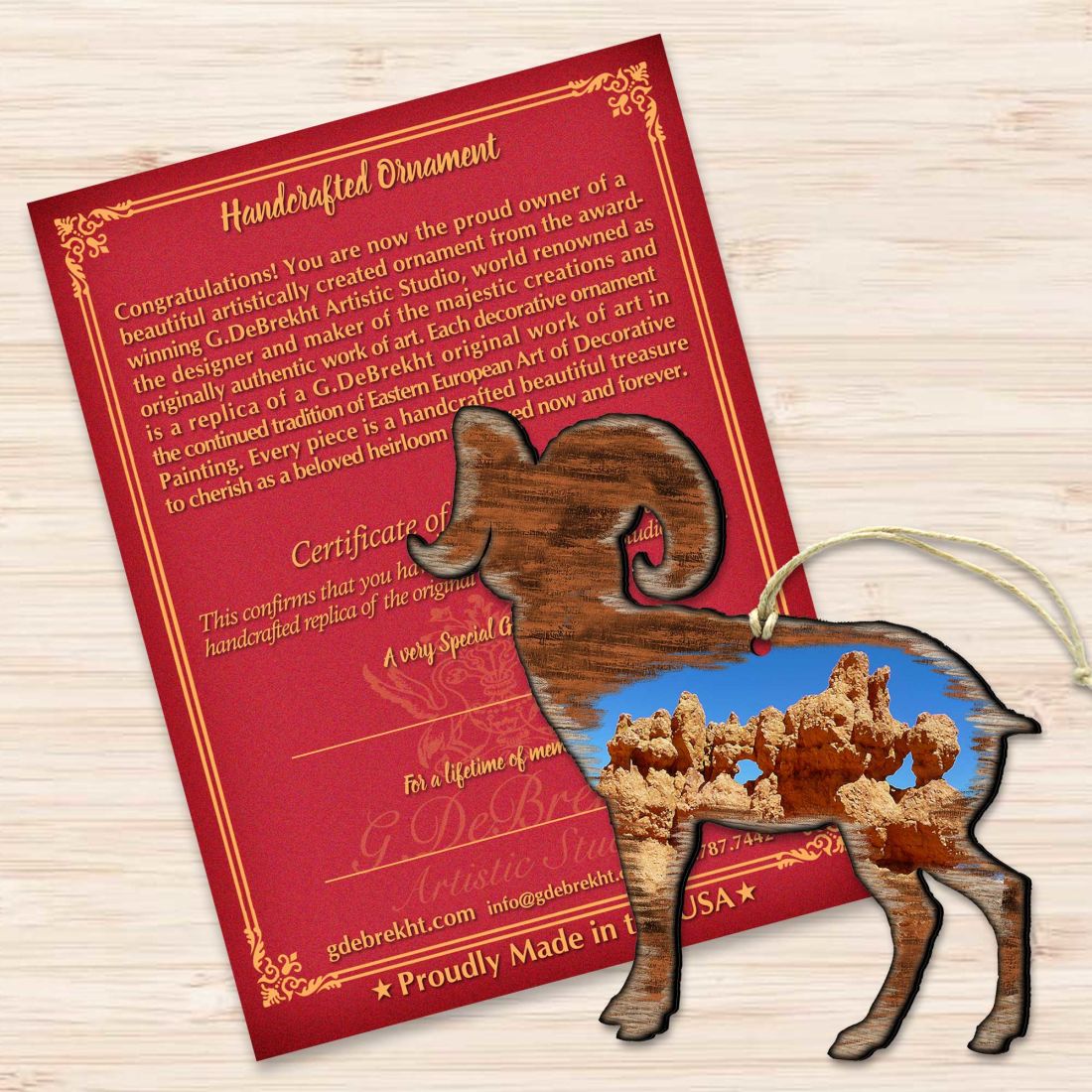 Goat Shaped Wooden Ornaments by Nature Wonders - Wildlife Holiday Decor - 8198228-3