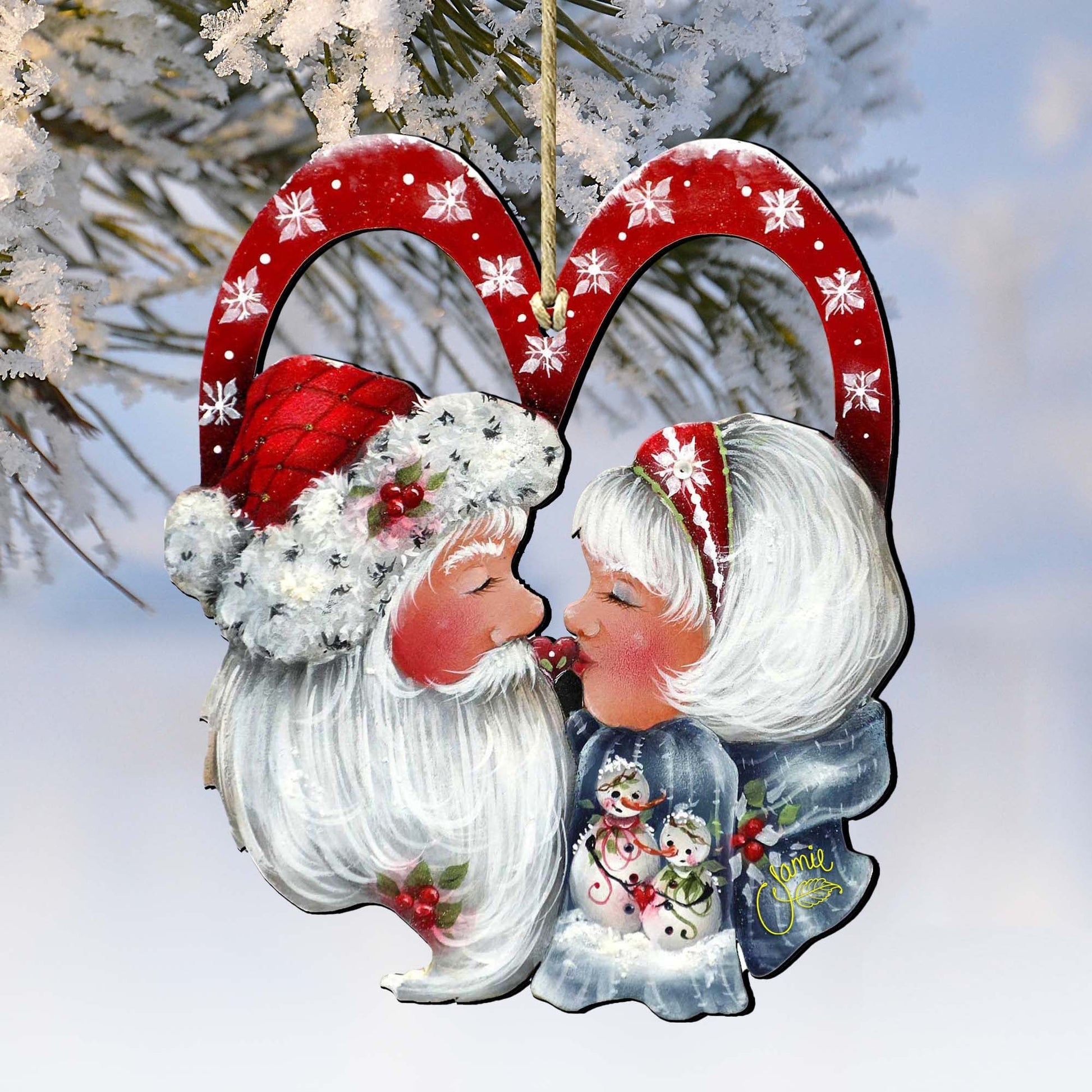 Merry Kissmas! Wooden Ornaments by Jamie Mills-Price - Christmas Decor - 8457514-0