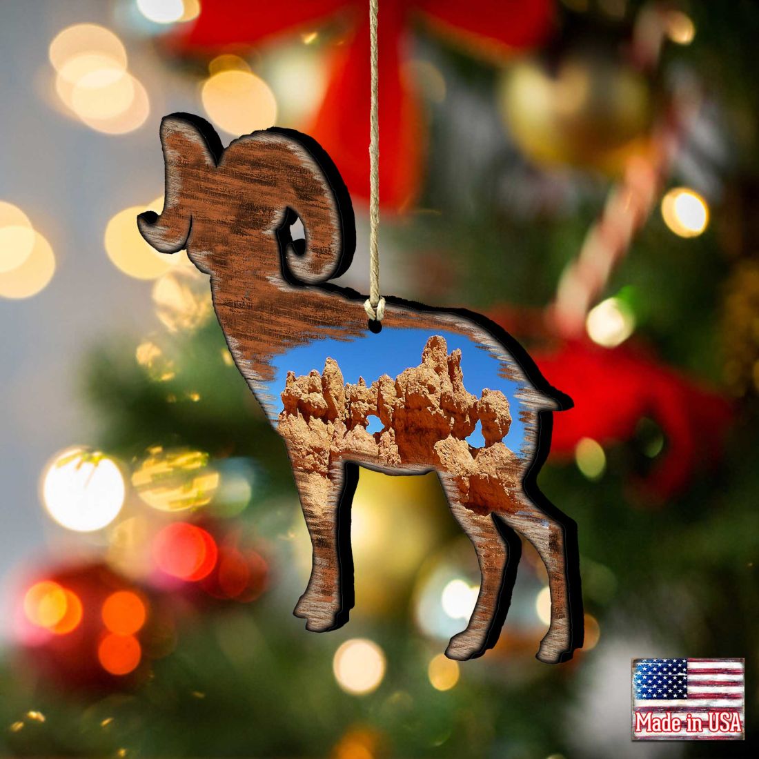 Goat Shaped Wooden Ornaments by Nature Wonders - Wildlife Holiday Decor - 8198228-2