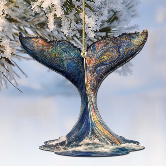 Humpback Whale Tail Wooden Ornaments by G.Debrekht - Wildlife Holiday Décor - 8710104-1-0