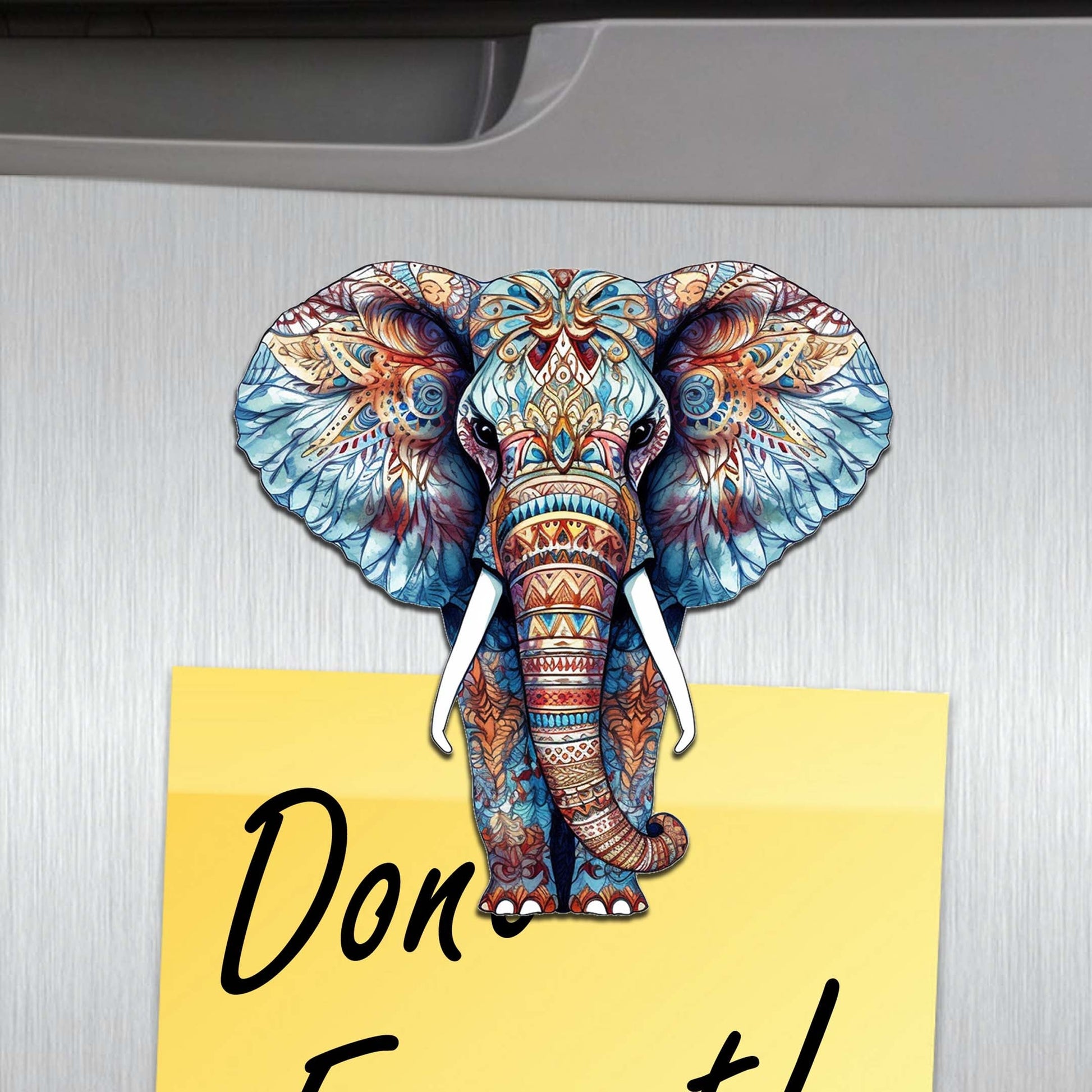 Elephants Decorative Wooden Magnets Set of 6 by G. Debrekht - Wildlife Decor - 8090036G-S6-1