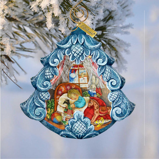 Night Before Hand-Painted Christmas Tree Sculpted Hand-Painted Christmas Ornament by G. DeBrekht - Love Family Kids Decor - 610276-0